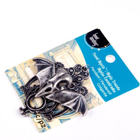 12 Pack: Found Objects™ Oxidized Silver Bat Pendant by Bead Landing™